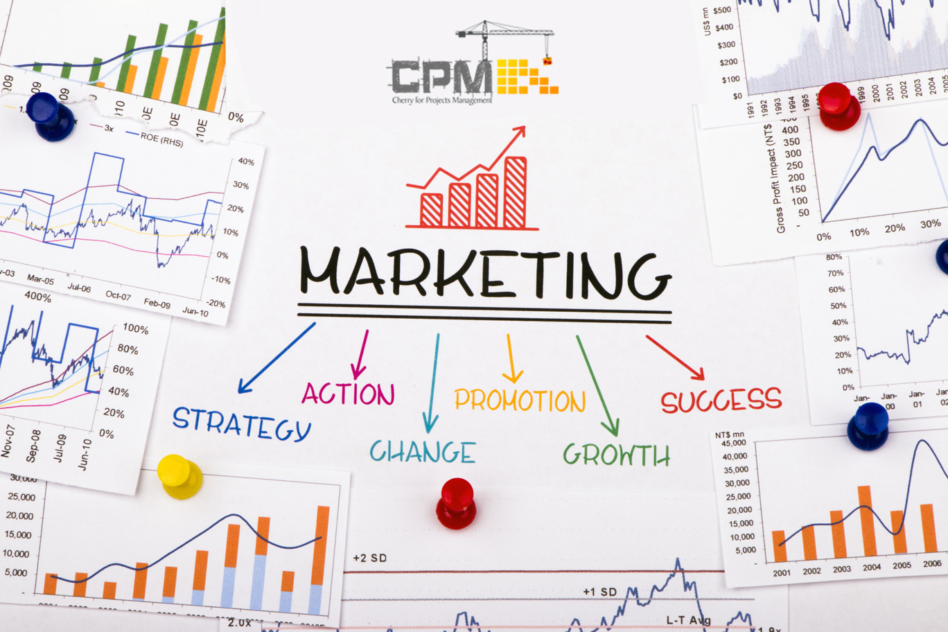 marketing concept with financial graph and chart